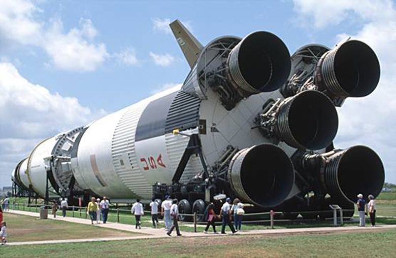 The Saturn V rocket, first launched in 1967, was what brought U.S. astronauts to the moon and remains the largest and most powerful rocket ever flown.